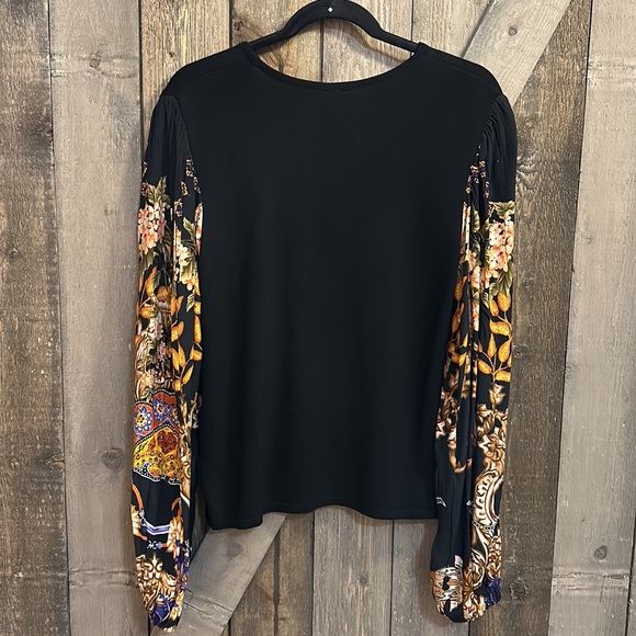 NWT Anthropologie Blank London Black w/Floral Arms Long Sleeve Top - Picture 6 of 9